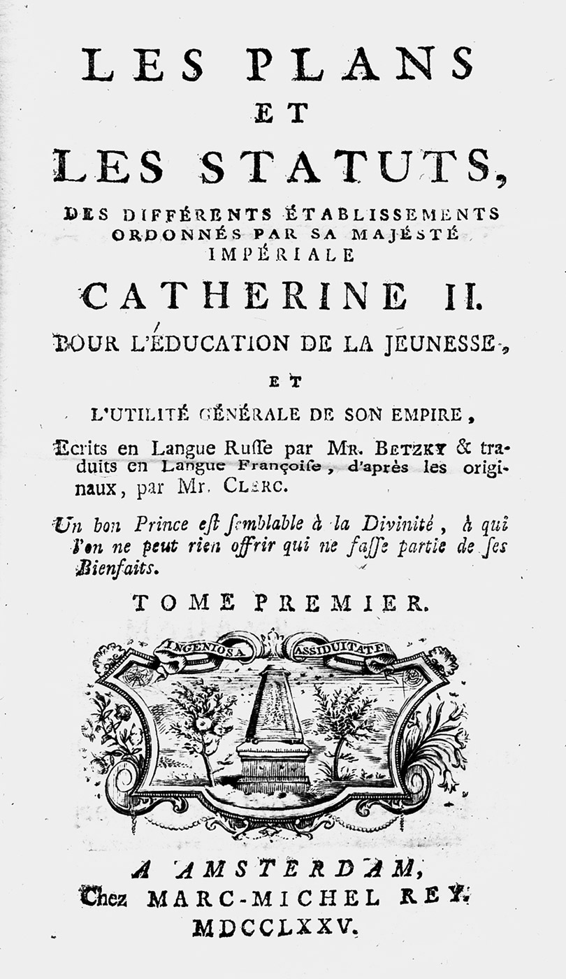 Lot 2207, Auction  115, Betzky,  I. I., Les plans et les statuts