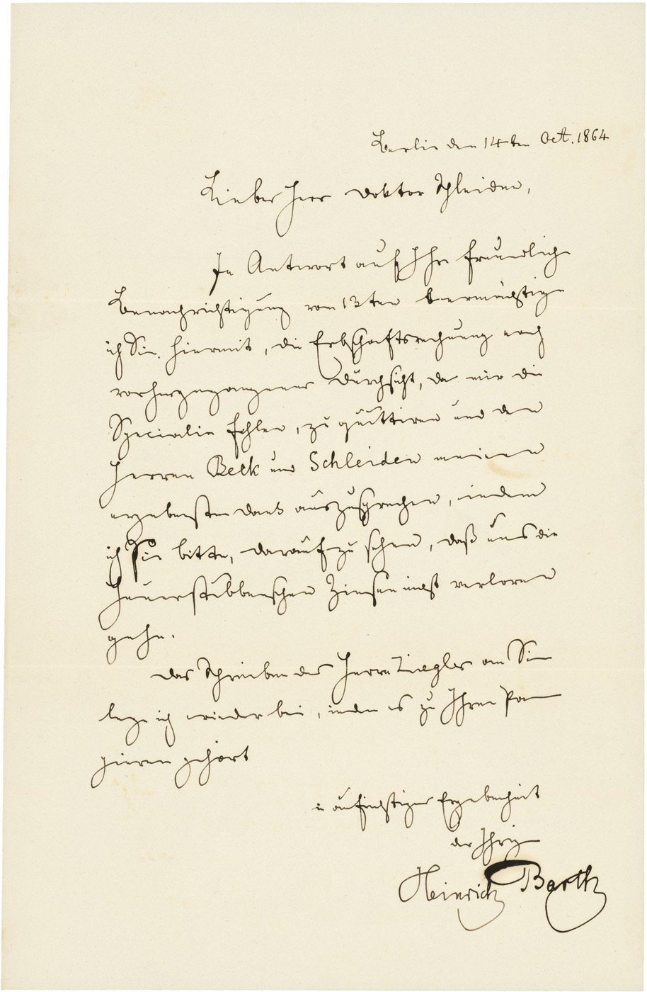 Lot 2622, Auction  115, Barth, Heinrich, Urkunde und Begleitschreiben