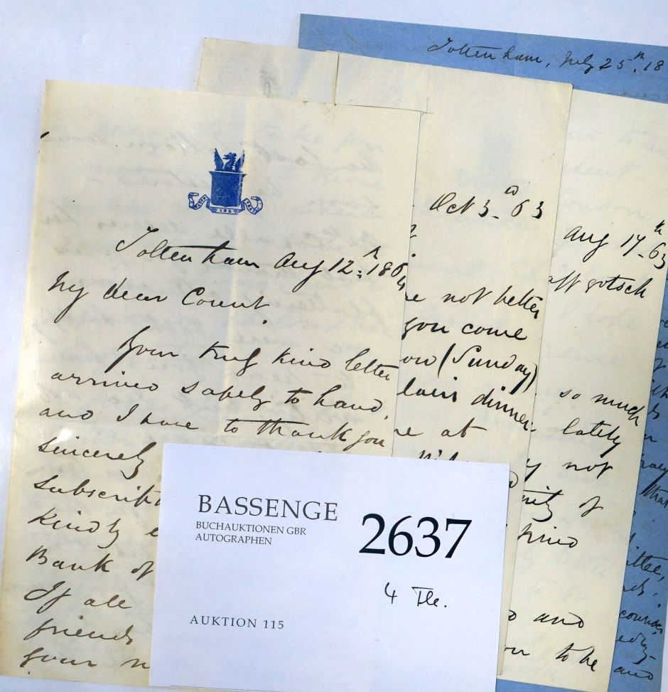 Lot 2637, Auction  115, Coxwell, Henry Tracey, 4 Briefe