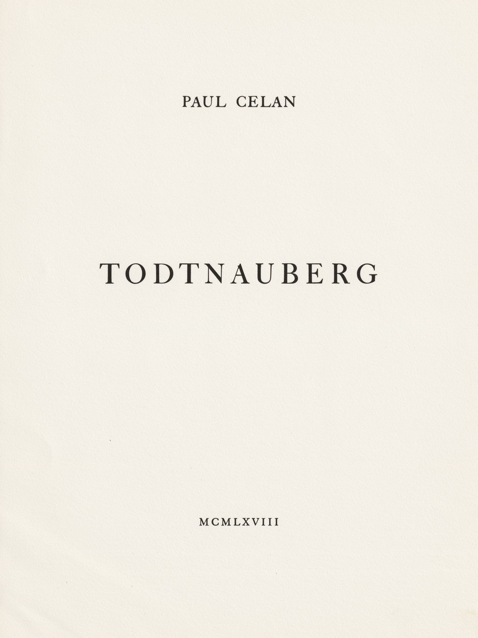 Lot 3055, Auction  115, Celan, Paul, Todtnauberg