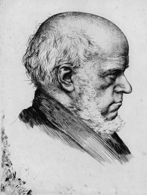 Lot 5387, Auction  115, Stauffer-Bern, Karl, Profilbildnis Adolph von Menzel im Alter von 70 Jahren