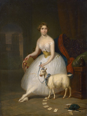 Lot 6057, Auction  115, Bürde, Paul, Die Tänzerin Fanny Cerrito als "La Esmeralda" im gleichnamigen Ballet von Jules Perrot und Cesare Pugni, im Hintergrund die Kathedrale Notre-Dame de Paris