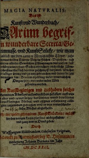 Lot 552, Auction  116, Hildebrand, Wolfgang, Magia naturalis