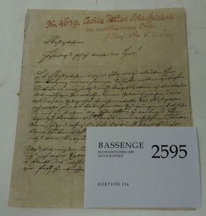 Lot 2595, Auction  116, Vetter, Cecilie, Brief Berlin 1794
