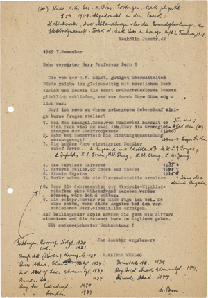 Lot 2604, Auction  116, Born, Max, Signiertes Schriftstück