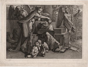 Lot 5407, Auction  116, Russ, Carl, Allegorie auf die Kunst: ein Jüngling vom Genius der Kunst inspiriert