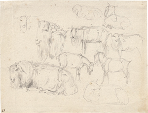 Lot 6346, Auction  116, Ender, Thomas, Stehende und liegende Ziegen bei Schwarzau im Gebirge