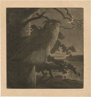 Lot 7312, Auction  116, Møller, Knud Max, Eule bei Mondschein