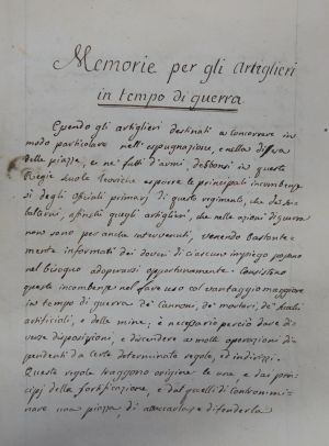 Lot 524, Auction  117, Memorie per gli artiglieri, Italienische Handschrift auf Papier