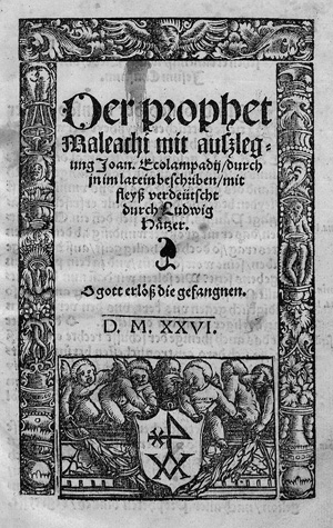 Lot 1263, Auction  117, Oekolampad, Johannes, Der prophet Maleachi