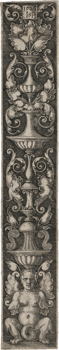 Lot 5022, Auction  117, Beham, Hans Sebald, Ornament mit aufrechtem Kandelaber und weiblicher Groteskenfigur