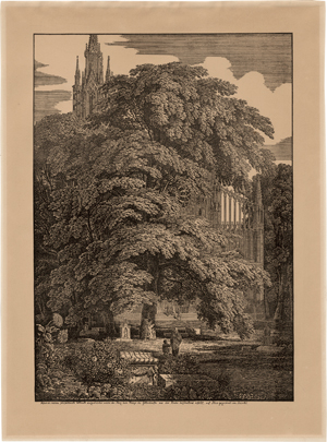 Lot 5380, Auction  117, Schinkel, Karl Friedrich - nach, Gotische Kirche hinter Bäumen 