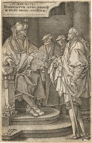 Lot 5430, Auction  117, Aldegrever, Heinrich, Absalom lädt David und seine Brüder ein