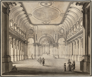 Lot 6609, Auction  117, Gout, Johannes Franz, Blick in ein Kircheninneres mit figürlicher Staffage