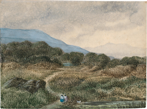 Lot 6771, Auction  117, Sand, George, Weite Landschaft mit den Enkelinnen Aurore und Gabrielle und dem Hündchen Monsieur Fadet