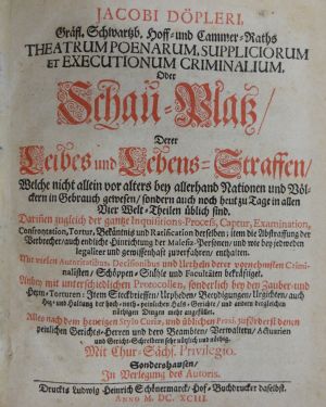 Lot 533, Auction  118, Döpler, Jacob, Theatrum poenarum