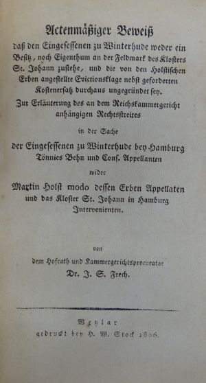 Lot 534, Auction  118, Frech, J. S., Actenmäßiger Beweiß