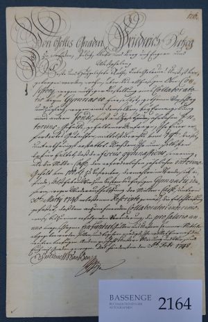 Lot 2164, Auction  118, Friedrich III., Herzog von Sachsen-Gotha, Brief 1748