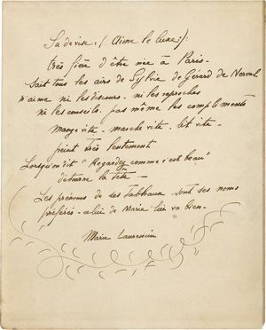 Lot 2194, Auction  118, Laurencin, Marie, Signiertes Manuskript
