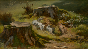 Lot 6145, Auction  118, Voltz, Friedrich, Wiesenboden mit Wurzelholz im Sonnenlicht