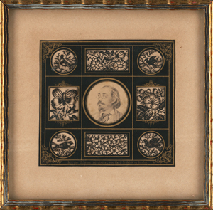 Lot 5302, Auction  119, Fröhlich, Karl Hermann, Selbstbildnis, eingefasst von Vögeln, Blumen und einem Schmetterling