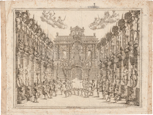 Lot 5516, Auction  119, Lorenzini, Giovanni Antonio, Szenographisches Bühnenprospekt mit Tänterinnen und Putti