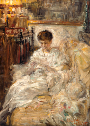 Lot 6212, Auction  119, Französisch, 1917. Interieur mit lesender Dame