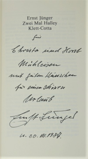 Lot 2980, Auction  120, Jünger, Ernst, Zwei Mal Halley (Widmungsexemplar)