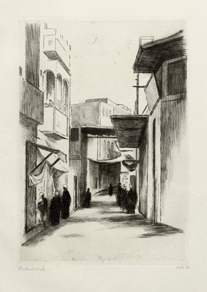 Lot 3676, Auction  120, Orlik, Emil, Straße in Luxor. Original-Radierung auf Vélin. Signiert und bezeichnet