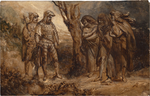 Lot 6067, Auction  120, Deutsch, Anfang 19. Jh. Macbeth und Banquo treffen die drei Hexen