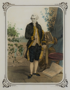 Lot 391, Auction  121, Haydn, Joseph, Ganzfigur auf Balkon in höfischer Robe nach halblinks