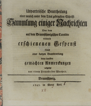 Lot 430, Auction  121, Unparteiische Beurtheilung, einer neulich unter dem Titel gedruckten Schrifft 