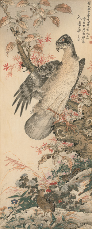 Lot 667, Auction  121, Jakuchô, Itô, Der Raubvogel und das Perlhuhn 