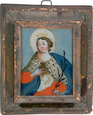 Lot 2246, Auction  121, Andachtsbilder, 2 Porträts in farbiger Hinterglasmalerei mit Goldhöhungen