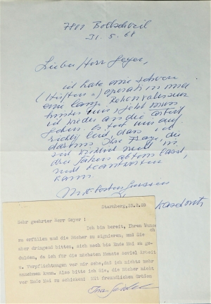 Lot 2388, Auction  121, Kaschnitz, Marie Luise, Brief 1968 + Beigabe