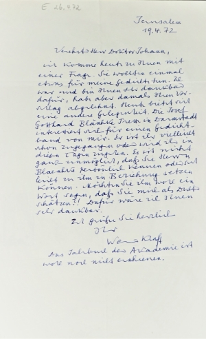 Lot 2398, Auction  121, Kraft, Werner, Brief 1972 + Beilage