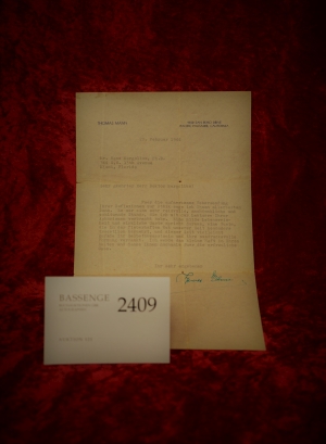Lot 2409, Auction  121, Mann, Thomas, Brief 1944