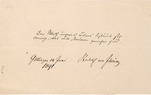 Lot 2453, Auction  121, Jhering, Rudolf von, Albumblat 1891