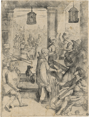 Lot 5190, Auction  121, Tempesta, Antonio, Eine musizierende Gesellschaft in einem Interieur mit zwei Vogelkäfigen