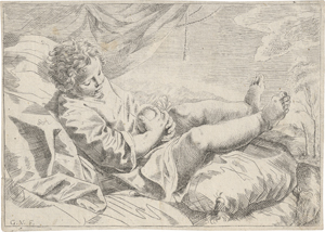 Lot 5557, Auction  121, Monogrammist GVF, Schlafender Knabe, eine Orange haltend