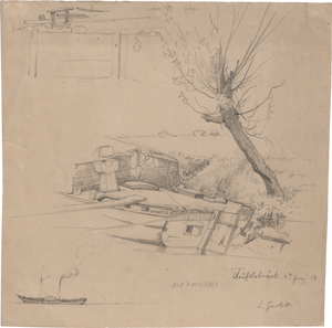 Lot 6804, Auction  121, Gurlitt, Louis, Lastkahn bei Teufelsbrück an der Elbe bei Hamburg