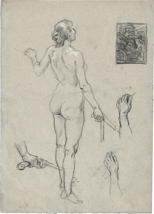 Lot 6851, Auction  121, Trübner, Wilhelm, Stehender weiblicher Akt mit Pistole