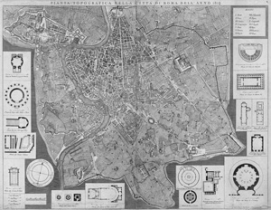 Lot 116, Auction  122, Ruga, Pietro, Planta topografica della citta di roma dell' anno 1819