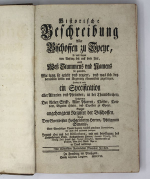 Lot 177, Auction  122, Simonis, Philipp, Historische Beschreibung aller Bischoffen zu Speyr