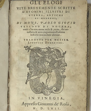 Lot 1348, Auction  122, Giovio, Paolo, Gli elogi vite brevemente 