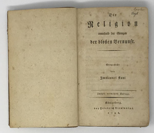 Lot 2172, Auction  122, Kant, Immanuel, Die Religion innerhalb der Grenzen der bloßen Vernunft