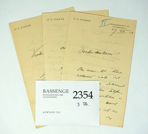 Lot 2354, Auction  122, Forrer, Robert, 3 Briefe