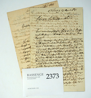 Lot 2373, Auction  122, Tommasini, Mutius Ritter von, 13 Briefe u. 1 Manuskript