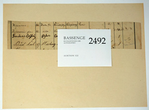 Lot 2492, Auction  122, Rossini, Gioacchino, Eigenhändige Angaben in einem Melderegister