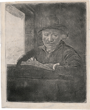 Lot 5667, Auction  122, Rembrandt Harmensz. van Rijn, Selbstbildnis am Fenster, zeichnend